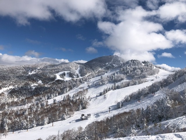 志賀高原（長野県）志賀高原は、スキーと温泉が楽しめるリゾート地です。スキーやスノーボードだけでなく、雪上車ツアーやアイスクライミングも人気のアクティビティです。