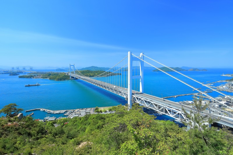 瀬戸大橋本州の岡山県と四国の香川県を繋ぐ10の橋の総称です。
道路と鉄道が通る鉄道道路併用橋としては世界最長で「世界一長い鉄道道路併用橋」としてギネス世界記録（2015年）にも認定され、2017年に日本の20世紀遺産に選定されました。